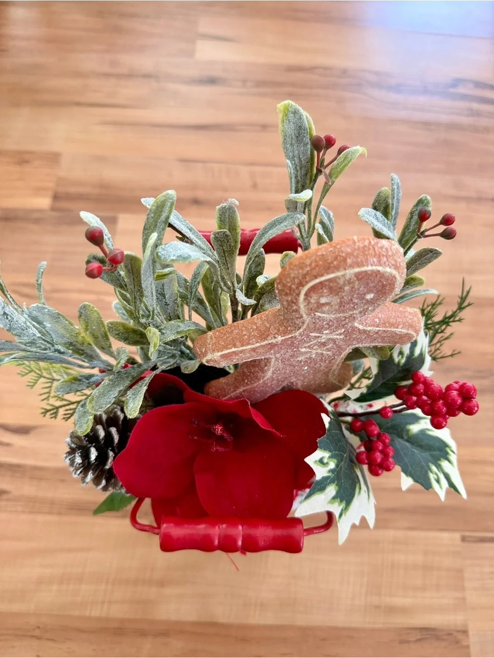 Mrs. Claus Christmas Holiday Cookies & Candy  Floral Arrangement Tin Container